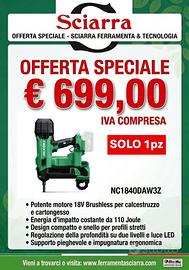 Chiodatrice HIKOKI a batteria NC1840DAW3Z