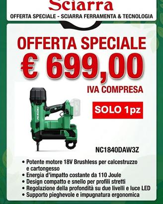 Chiodatrice HIKOKI a batteria NC1840DAW3Z