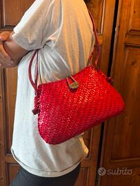 Borsetta elegante rossa rigida pochette tracolla