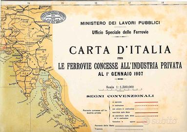 ferrovie-CARTA FERROVIE IN CONCESSIONE 1907 - RIST