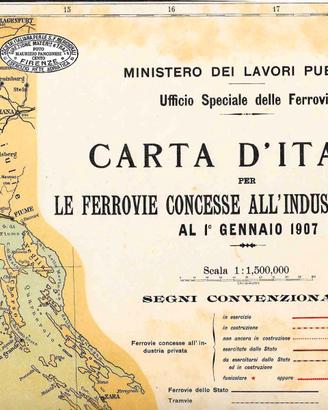 ferrovie-CARTA FERROVIE IN CONCESSIONE 1907 - RIST