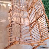 divano 3 posti in vimini e bambù anni 70