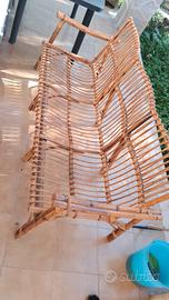 divano 3 posti in vimini e bambù anni 70