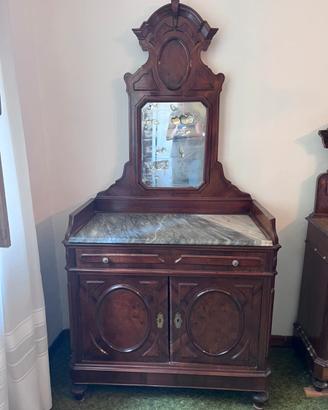 Credenzina antica fine ‘800 piano marmo e specchio