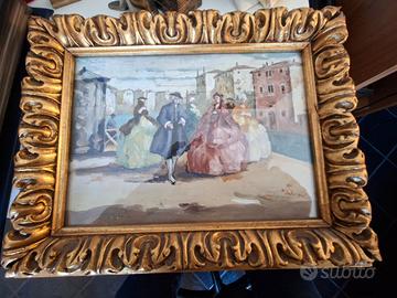 Scena galante con figure in costume d'epoca