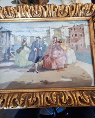 Scena galante con figure in costume d'epoca