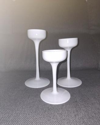 Portacandele in vetro bianco 