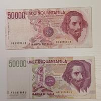 Lotto di 2 banconote da 50.000 Lire