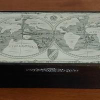 Cofanetto porta carte da gioco in legno e argento