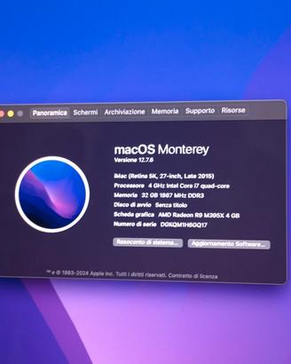 imac i7 27 pollici 32 g di RAM 