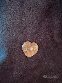 Ciondolo cuore madreperla/resina marmorizzata