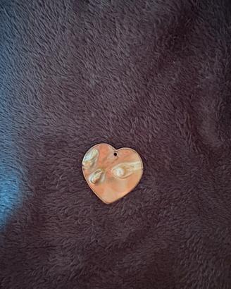 Ciondolo cuore madreperla/resina marmorizzata