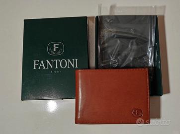 PORTAFOGLIO FANTONI, pelle marrone, Made in Italy