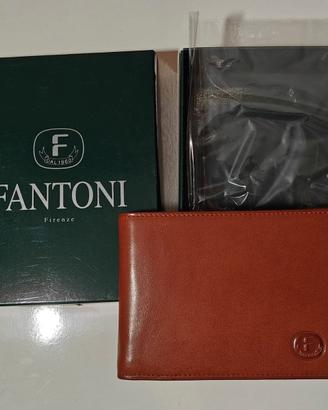 PORTAFOGLIO FANTONI, pelle marrone, Made in Italy