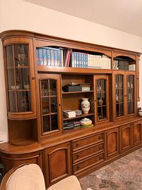 Mobile vetrina libreria soggiorno in noce chiaro