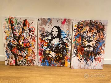 Set 3 quadri Pop Art moderni 40x60 – Stile street/