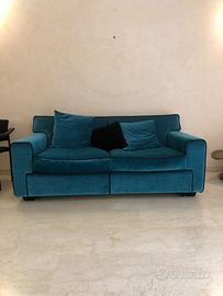 Divano 2 posti ln velluto blu (2 pezzi)