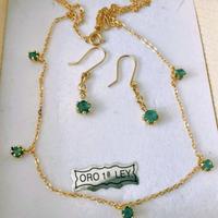 Collana e orecchini oro 18kt smeraldi e diamanti