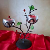 candelabro natale metallo e vetro