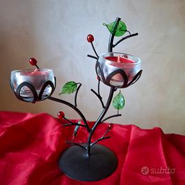 candelabro natale metallo e vetro