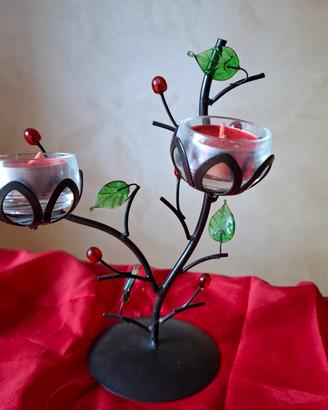 candelabro natale metallo e vetro