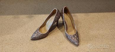 Scarpe Maria Cristina glitterate rosa tacco 12