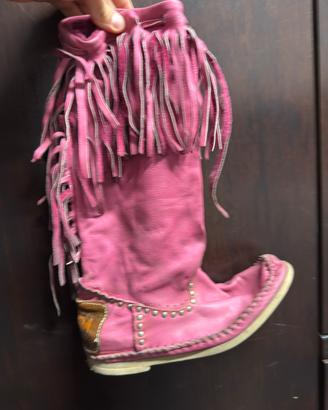 Stivali Hector Riccione rosa con frange