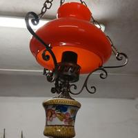 Lampadario in ferro-ceramica-vetro anni 60