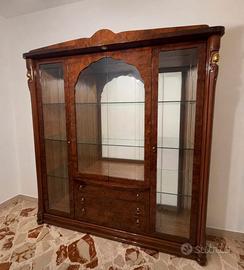 Vetrina credenza stile impero radica di noce