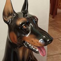 statuetta Doberman in ceramica 60 cm vintage 