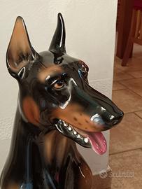 statuetta Doberman in ceramica 60 cm vintage 