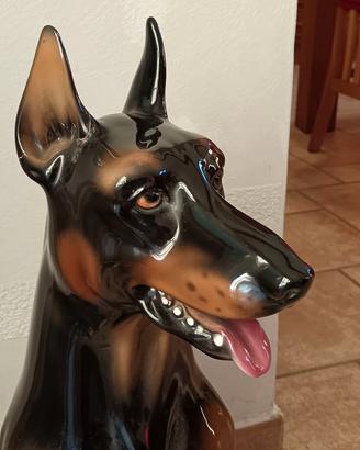 statuetta Doberman in ceramica 60 cm vintage 