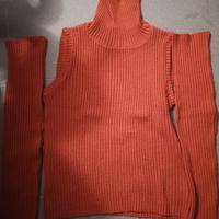 Maglione a collo alto e maniche separate, arancio