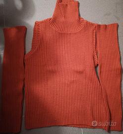 Maglione a collo alto e maniche separate, arancio