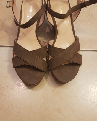 Scarpe - Sandalo incrociato zeppa sughero