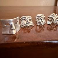 Collezione 6 maschere in argento 800 vintage