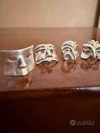 Collezione 6 maschere in argento 800 vintage