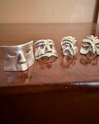 Collezione 6 maschere in argento 800 vintage