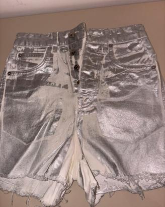 Pantaloncino di jeans argento