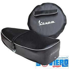 Kit Sella e copriruota NERO Scritta Vespa 125 150
