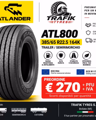 385/65 R22.5 164k 24PR Pneumatici camion Atlander