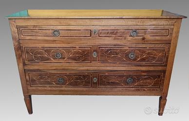 Cassettone Luigi XVI intarsiato Rolo antico