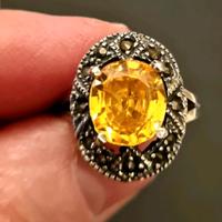 Anello d'argento vintage Art Deco con pietra