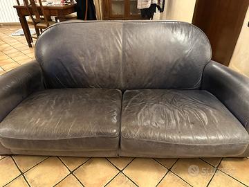Divano 2 posti in pelle blu – Divani & Divani