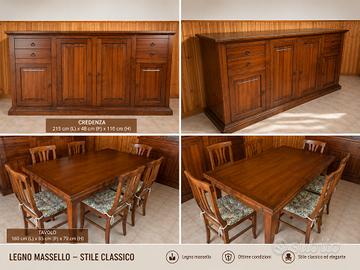 SALA DA PRANZO COMPLETA IN LEGNO MASSELLO