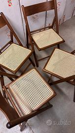 Set 4 sedie Vintage Mid Century legno paglia vera