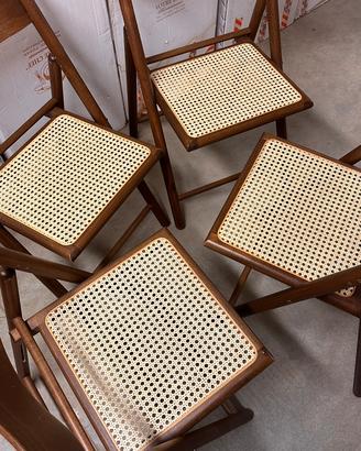 Sedie Vintage Mid Century Legno Paglia di Vienna