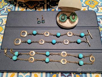 COLLANA 2 BRACCIALI 2 ANELLI E ORECCHINI