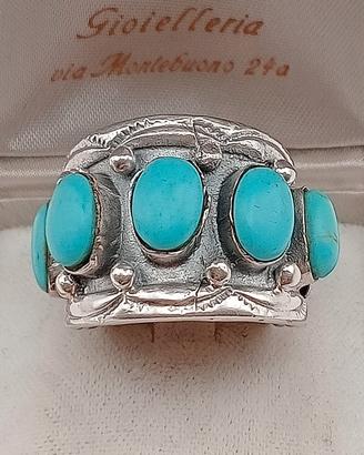 anello Navajo nativi americani argento 925 turches