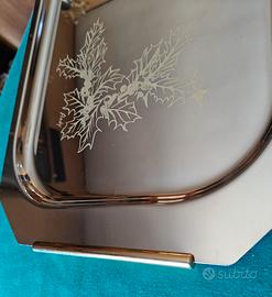 Vassoio natalizio acciaio e oro 24Kt